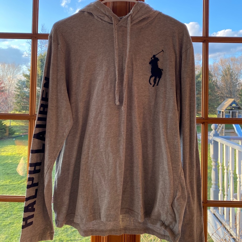 Grey Polo Ralph Lauren Long Sleeve Hoodie Shirt